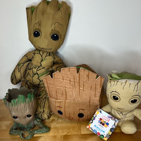 Marvel Other - Marvel Groot Guardians of the Galaxy Lot 3 Plushies and a planter